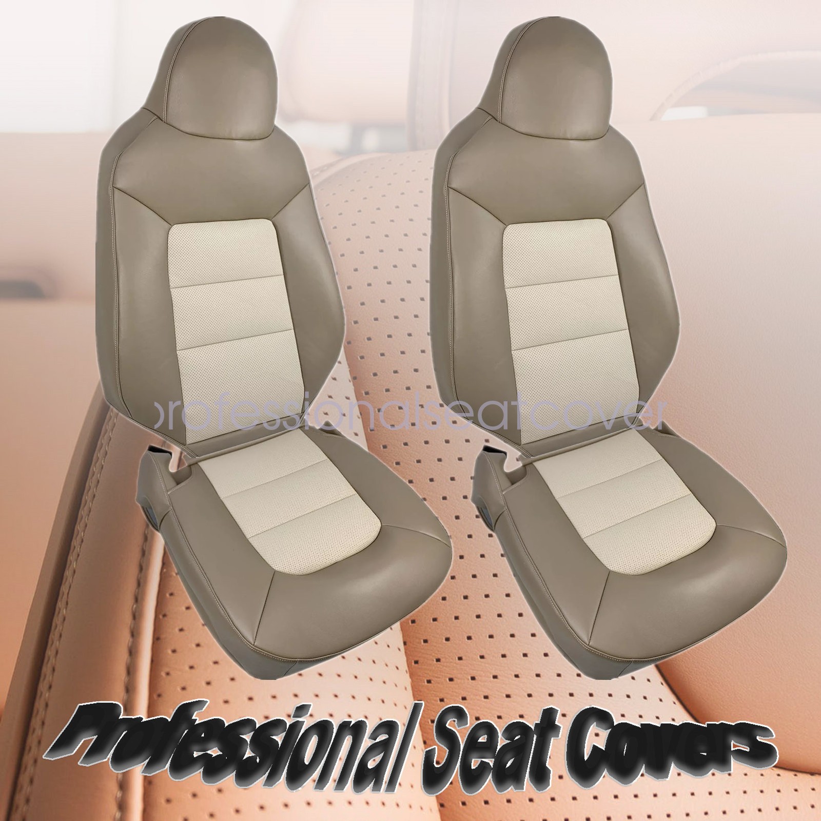 4 x Fits Ford Expedition 2003-2006 Both Side Bottom & Top Leather Seat Cover Tan