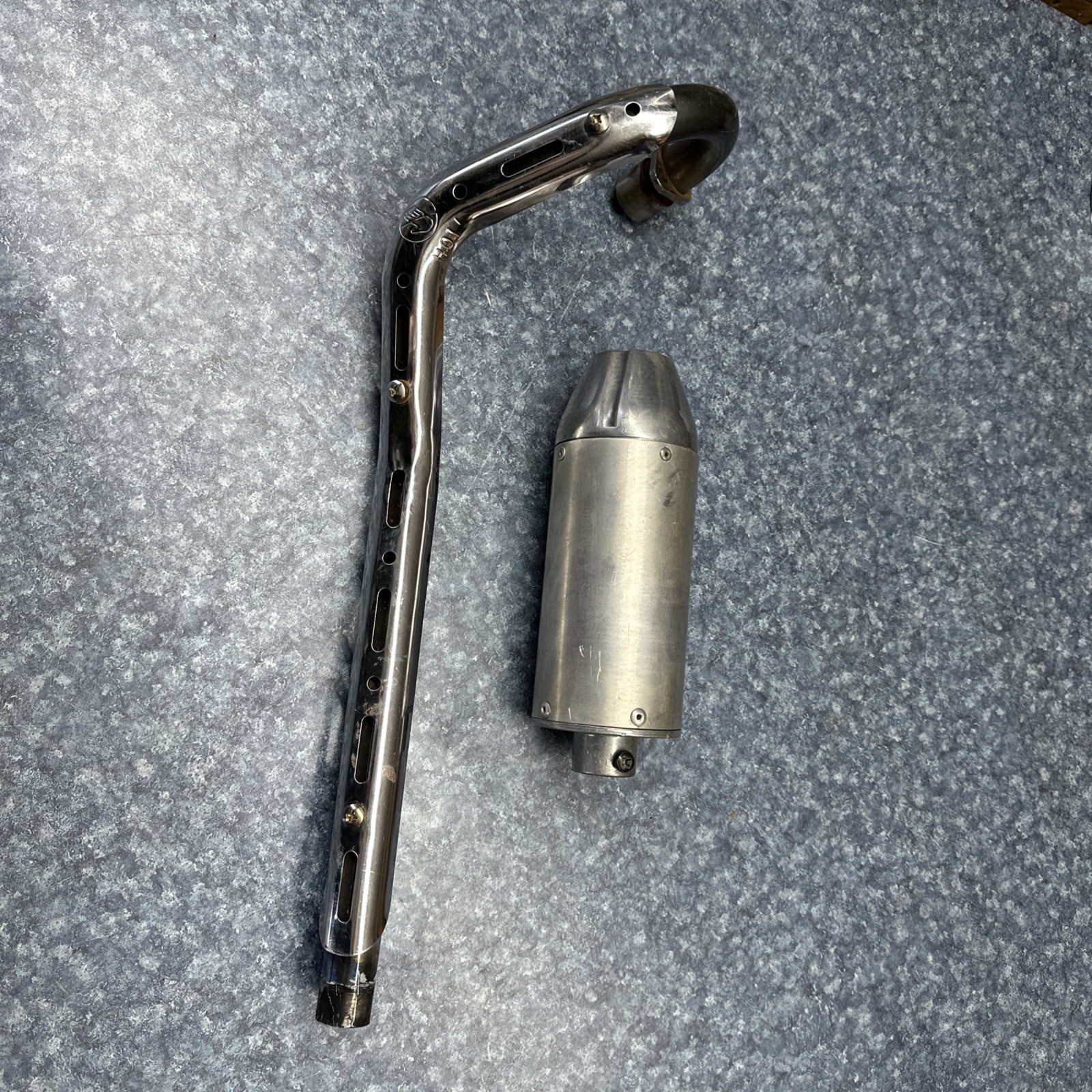 Pitbike Exhaust Used, Stainless Header, Aluminum Spark Arrestor Pitbike Exhaust Used, Stainless Header, Aluminum Spark Arrestor