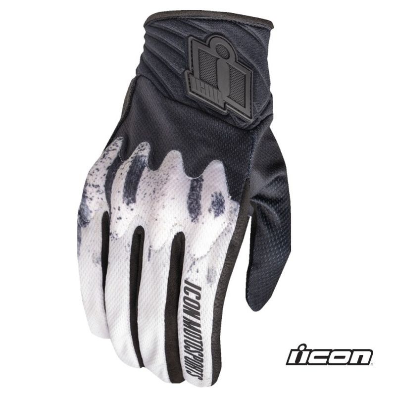 Icon Anthem3 Street Motorcycle White/Black Gloves - Pick Size Icon Anthem3 Street Motorcycle White/Black Gloves - Pick Size