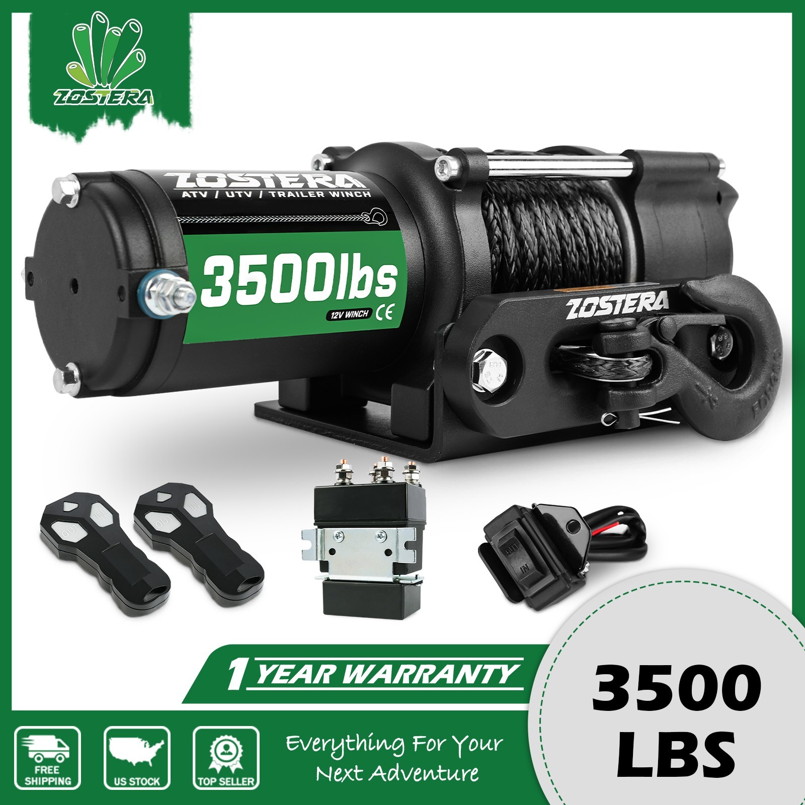 ZOSTERA Electric Winch 12V ATV Winch Kit 2000LBS 3500LBS 6000LBS UTV BOAT Winch
