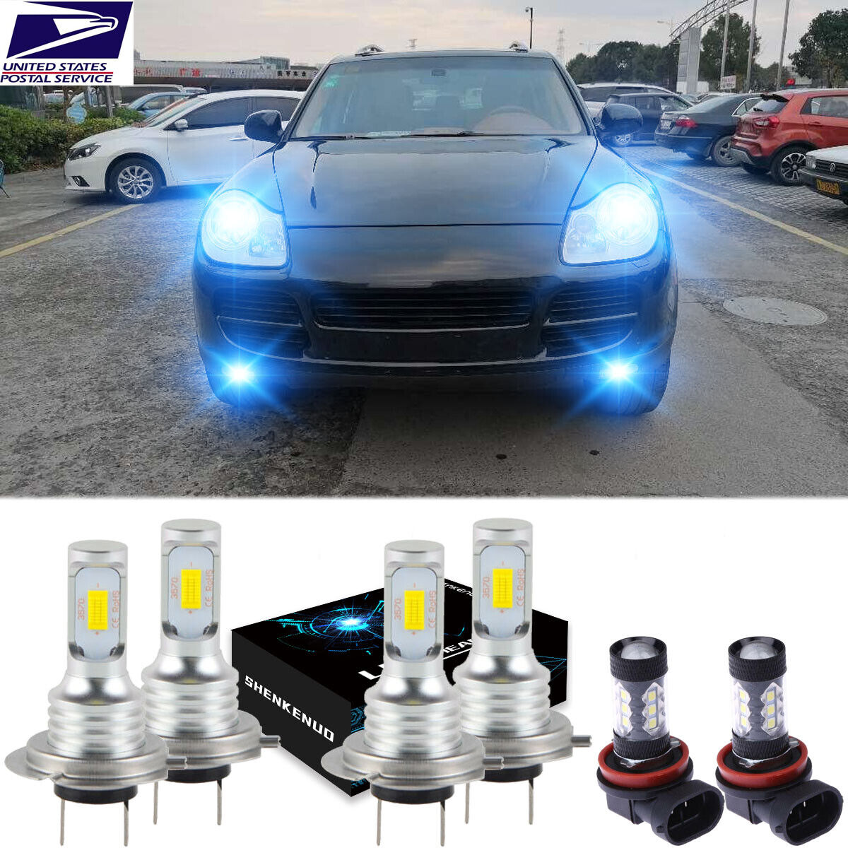 FOR Porsche Cayenne 2003-2006 6x Combo LED Headlight high low Fog Light Bulbs