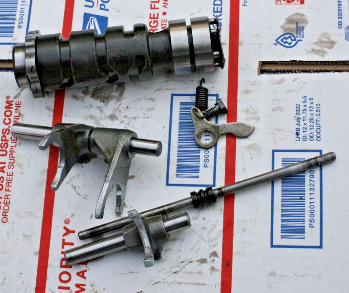 1974-79 KAWASAKI KD125 KE125 KS1 OEM TRANSMISSION DRUM &FORKS  VIN#K1E-074783