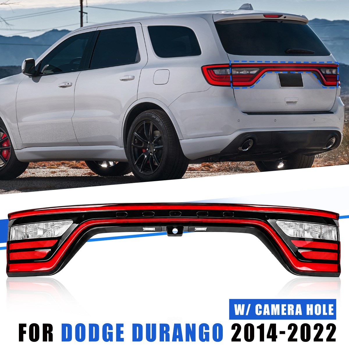 FOR 2014-2022 DODGE DURANGO TAIL LIGHT LAMP LIFTGATE W/ CAMERA HOLE 68453659AC