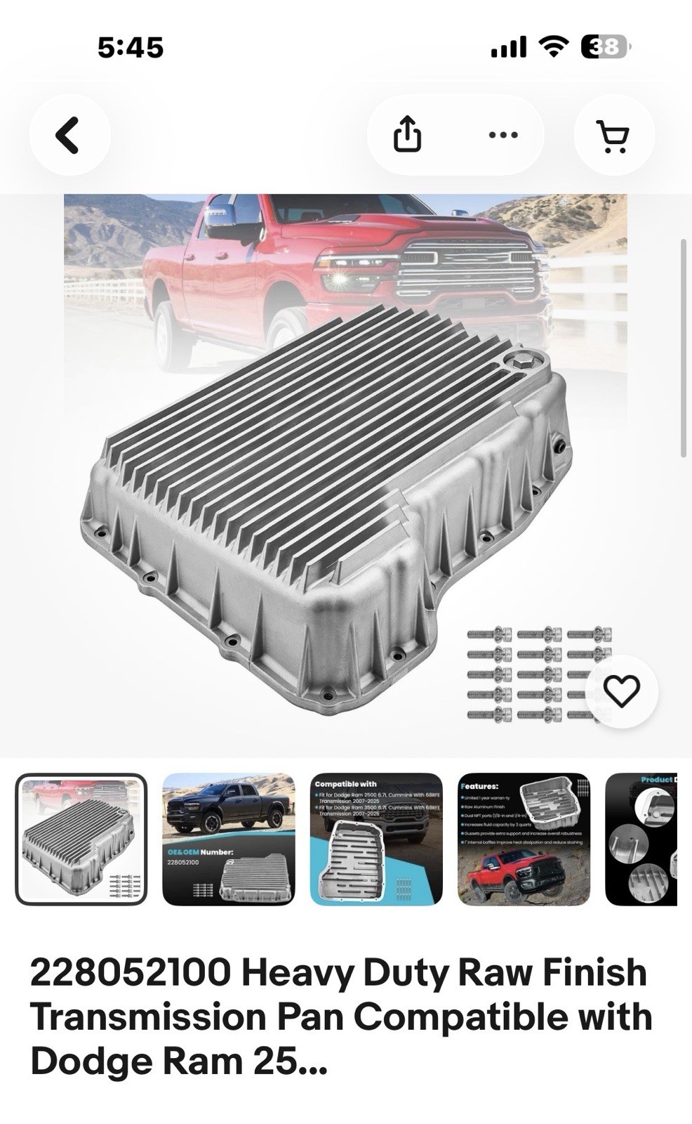 Vanpert 228052100 Heavy 68RFRE Transmission Oil Pan 2007-2025 Vanpert 228052100 Heavy 68RFRE Transmission Oil Pan 2007-2025