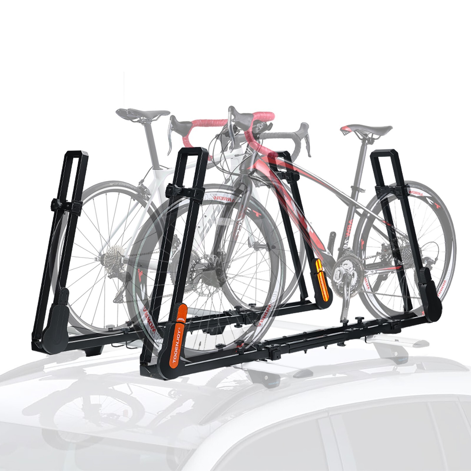 TOOENJOY 2PCS Roof Bicycle Car Rack,Bike Rooftop Mount Rack w/Dual Load Arm
