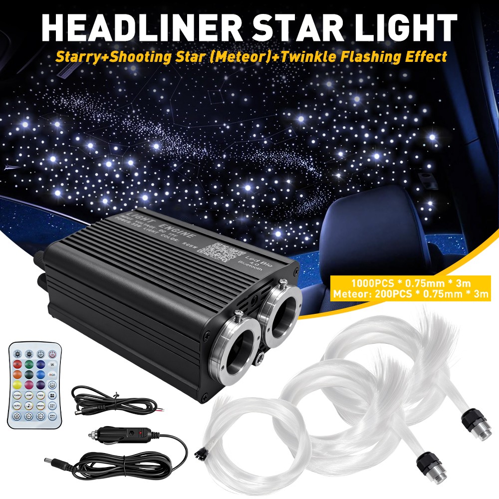 1200x*3M Twinkle Meteor Car starry sky Light Roof Ceiling RGBW Fiber Optic