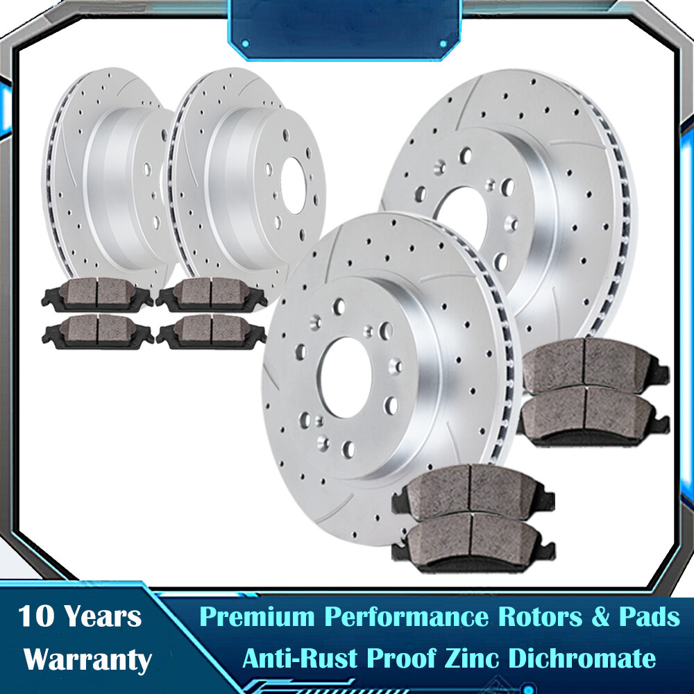 For Chevrolet Silverado GMC Sierra 1500 Front Rear Drilled Rotors Brake Pads Kit For Chevrolet Silverado GMC Sierra 1500 Front Rear Drilled Rotors Brake Pads Kit