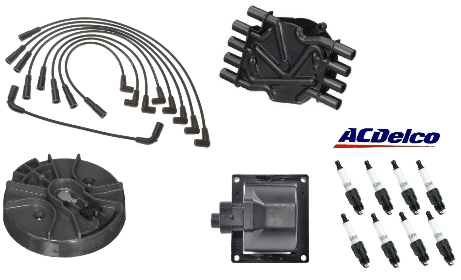 OEM Tune Up Set Cap Rotor Coil & Plug Wires For 1996-2002 Chevy GMC 5.0L 5.7L V8