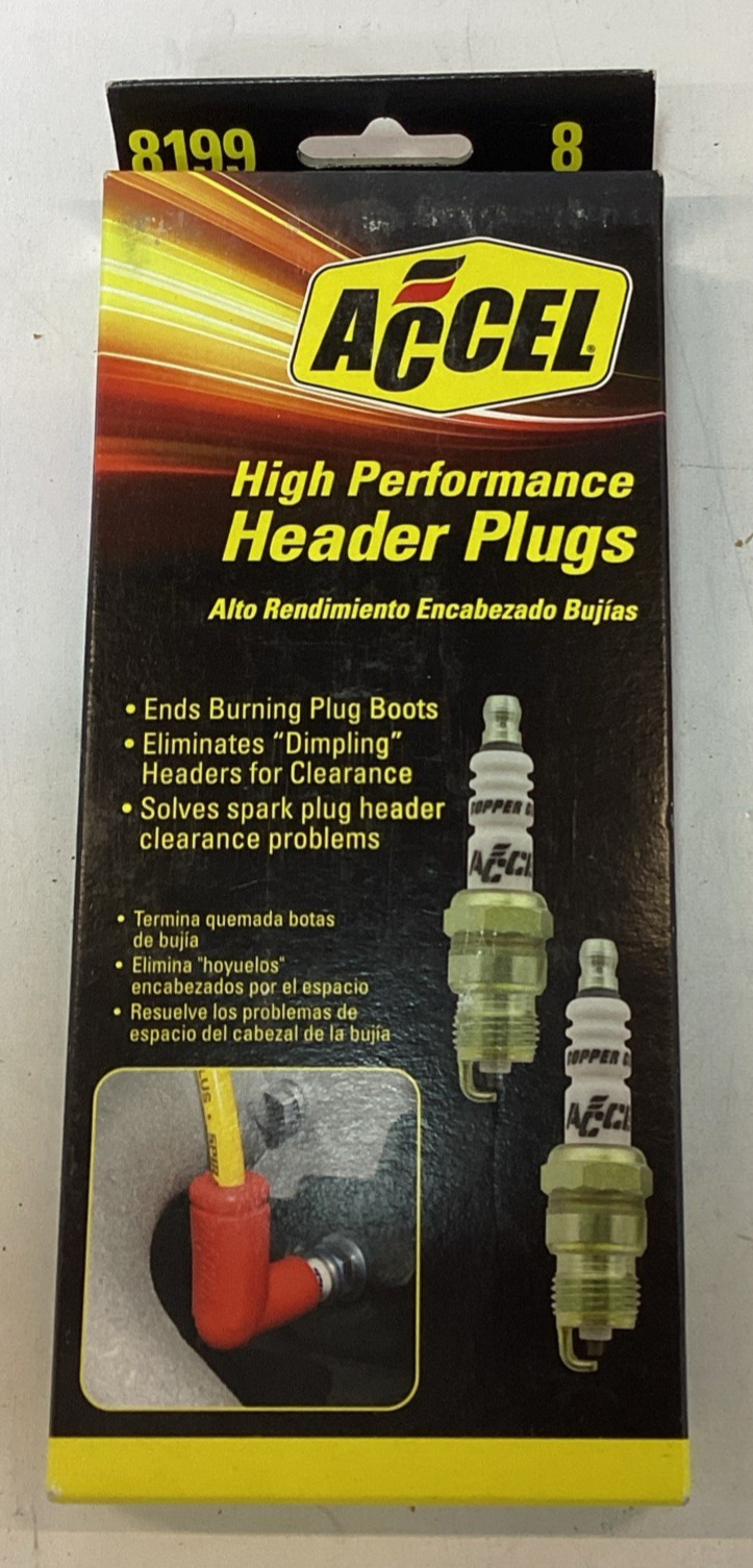 ACCEL 8199 High Performance Shorty Header Spark Plugs Copper Core Set of 8