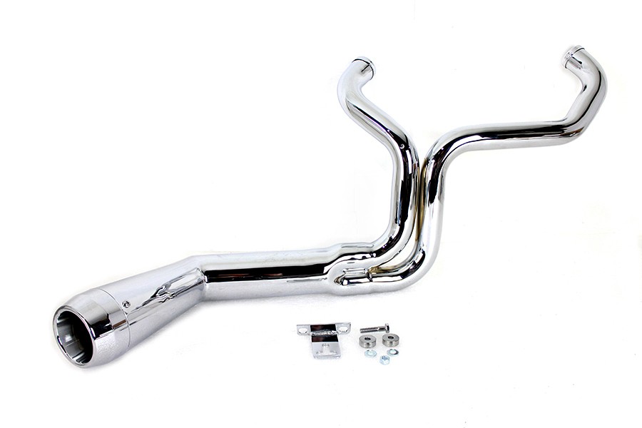 FLT Offset Megaphone 2:1 1-3/4 inch Exhaust Chrome with Chro for Harley-Davidson