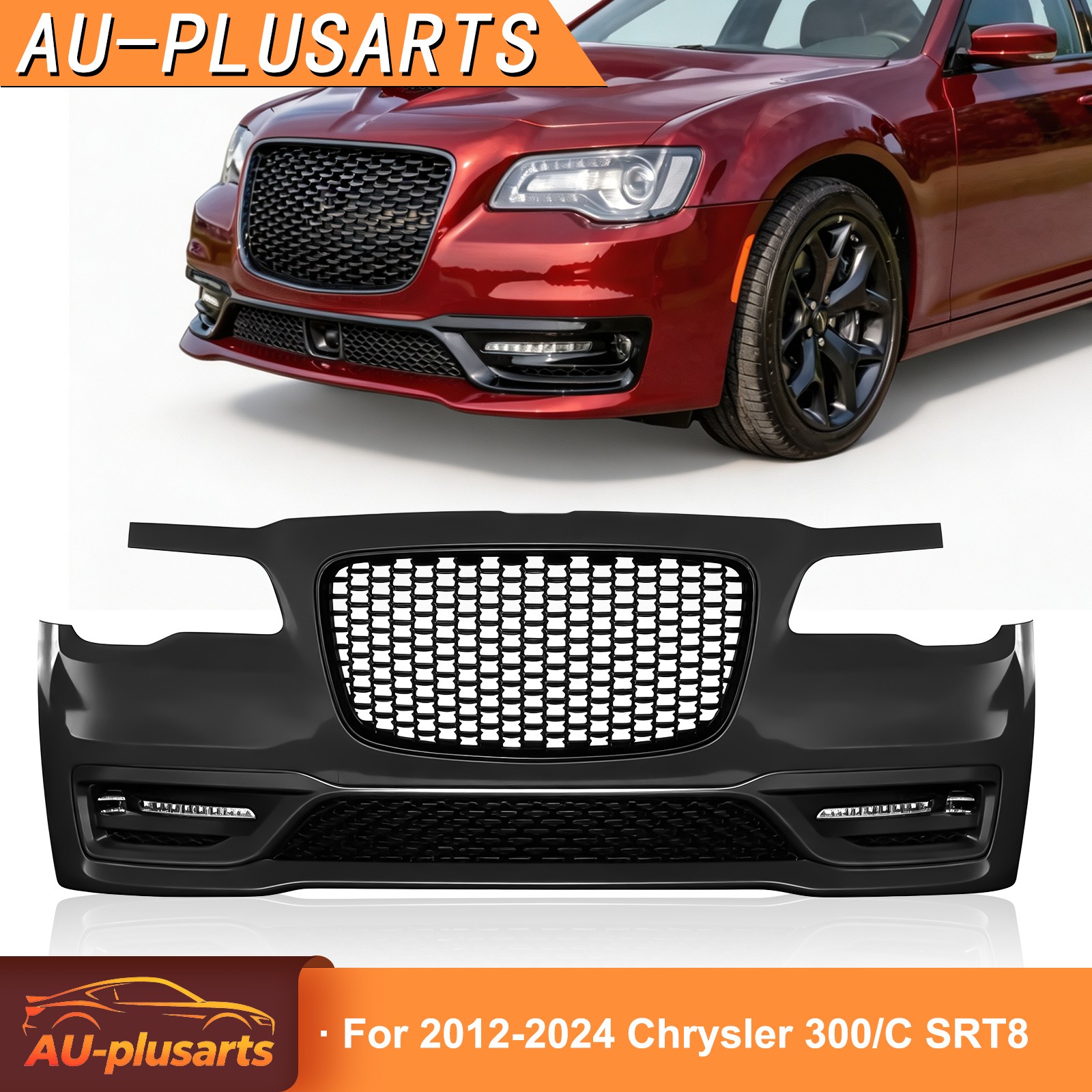 For 2012-2024 Chrysler 300 Front Bumper Cover Complete Set With LED Fog Lights