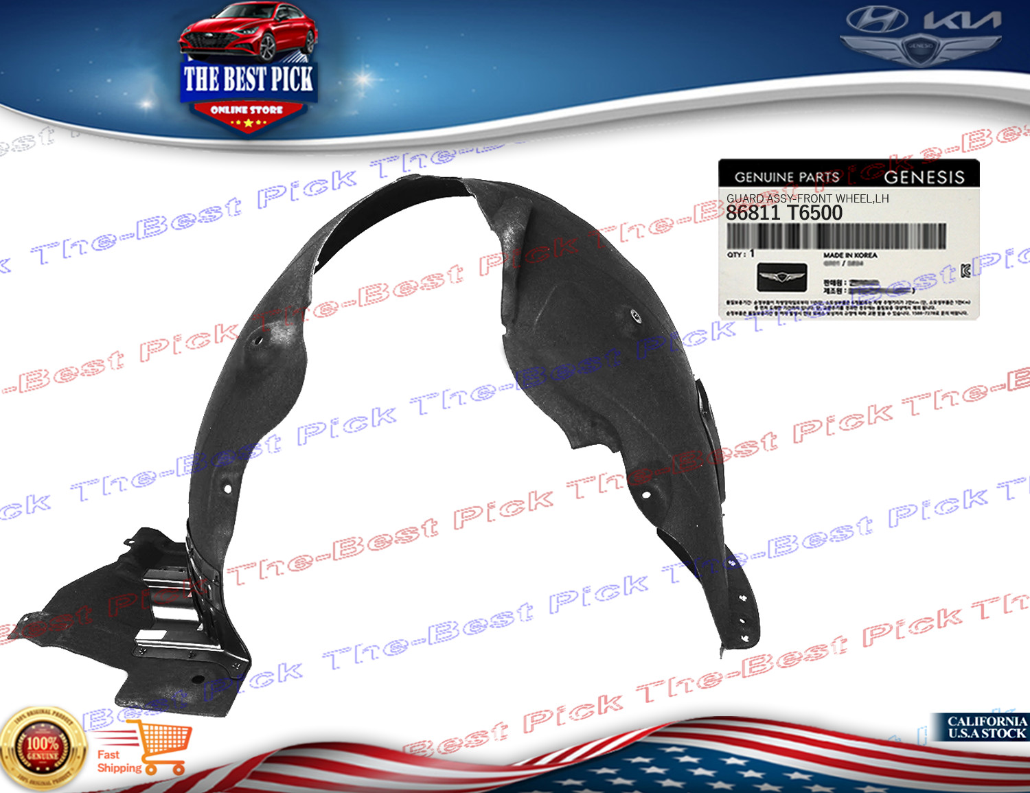 ⭐GENUINE⭐ FRONT Fender Liner LEFT DRIVER Side 2025-2026 Genesis GV80 86811T6500 ⭐GENUINE⭐ FRONT Fender Liner LEFT DRIVER Side 2025-2026 Genesis GV80 86811T6500