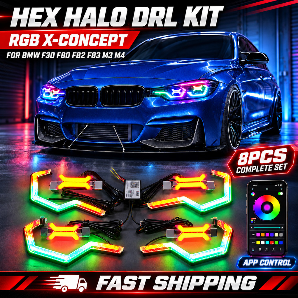 RGB X Concept Hex Halo LED DRL Angel Eyes Kit For BMW 3 Series 330i F30 M3 M4 RGB X Concept Hex Halo LED DRL Angel Eyes Kit For BMW 3 Series 330i F30 M3 M4