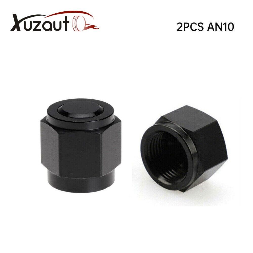 2Pcs -10AN AN10 Female AN Flare Fitting Cap Block off Nut Aluminum Black