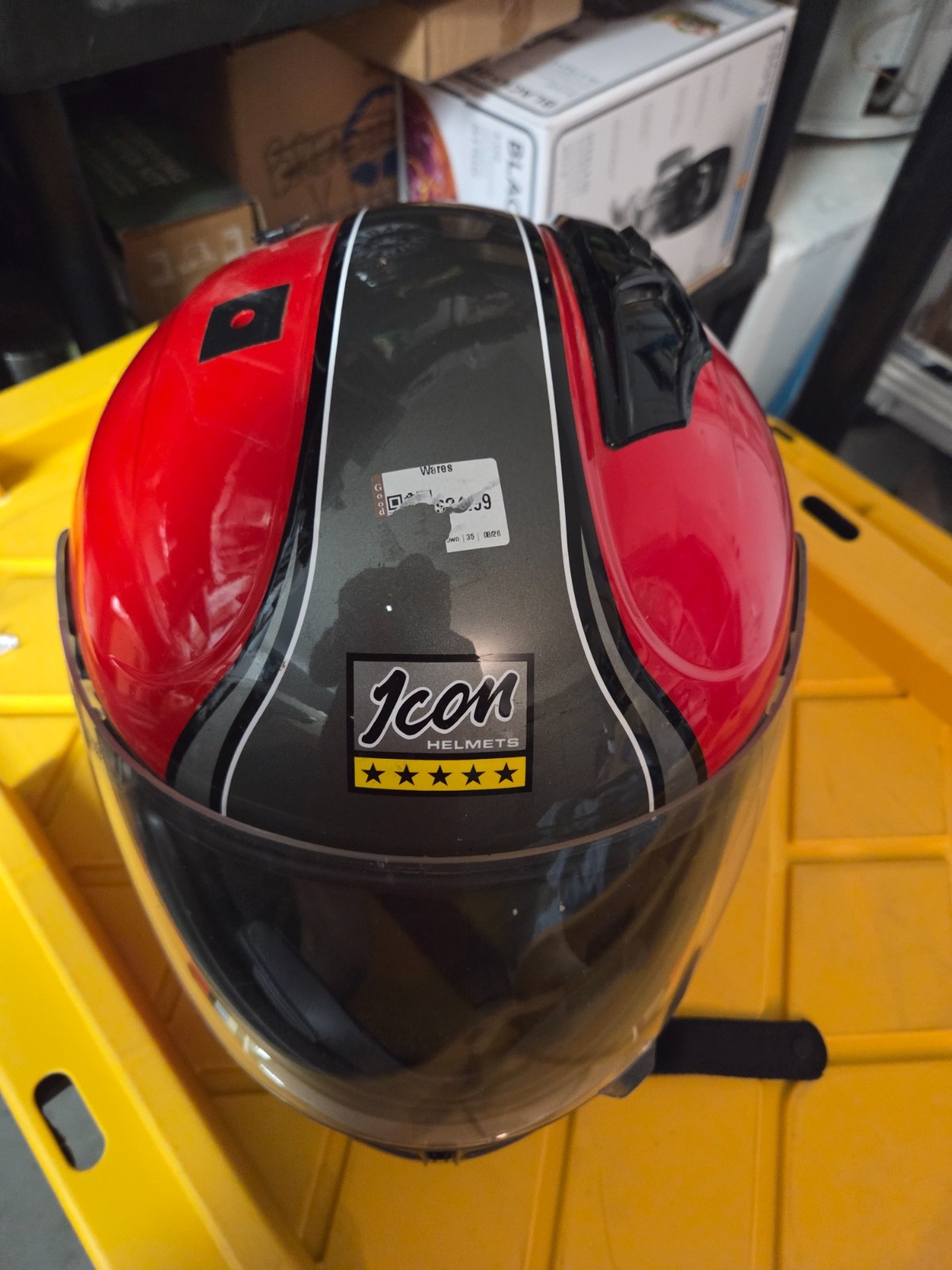 Icon Motorcycle Helmet Regal Airframe Red/Black/Silver Size Large #S106 Icon Motorcycle Helmet Regal Airframe Red/Black/Silver Size Large #S106