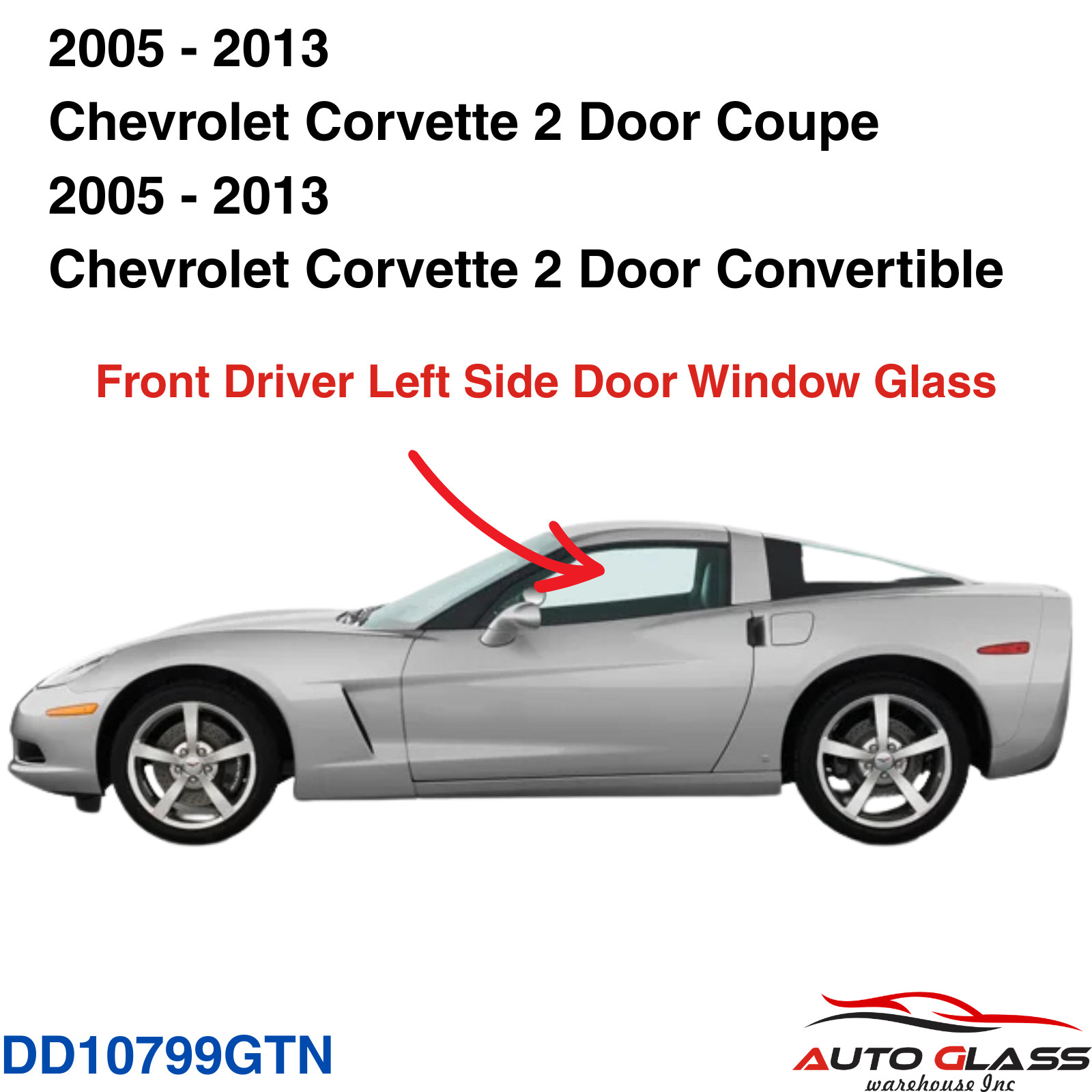 Fits 2005-2013 Chevrolet Corvette Driver Left Side Door Window Door Glass NEW