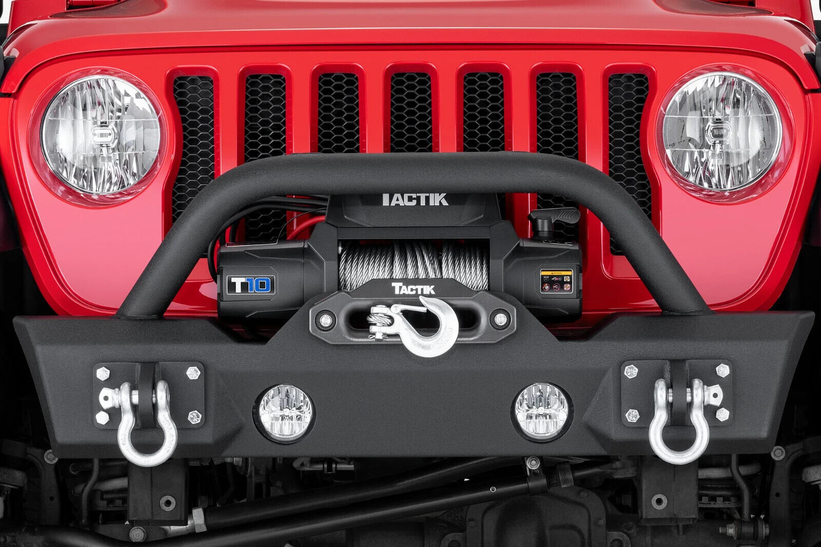 Tactik Stubby Front Bumper W/ Tactik Winch with Steel Cable fits 07-18 JK