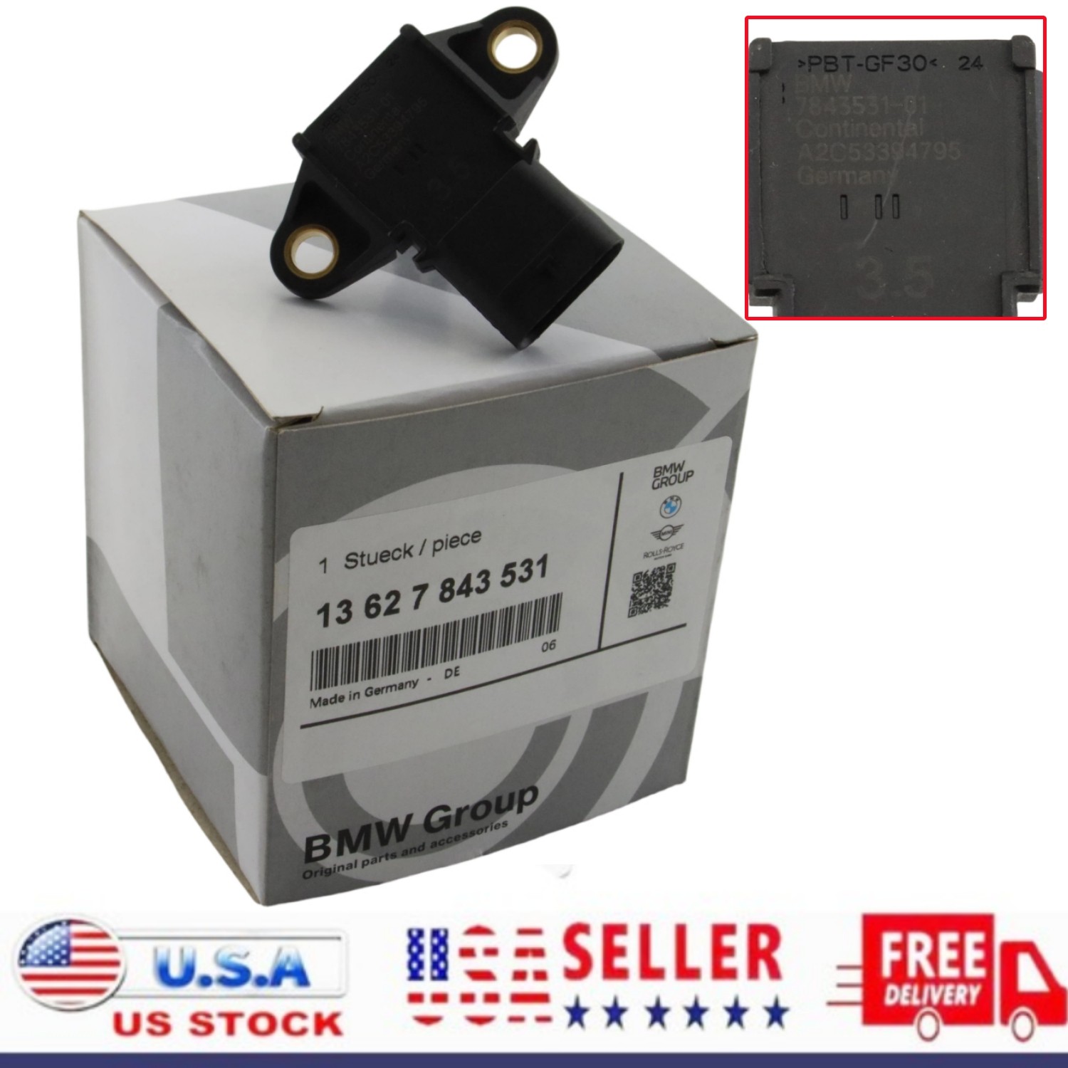 OEM 13627843531 3.5 Bar Tmap Pressure Sensor For BMW 135I 335I N20 N54 OEM 13627843531 3.5 Bar Tmap Pressure Sensor For BMW 135I 335I N20 N54
