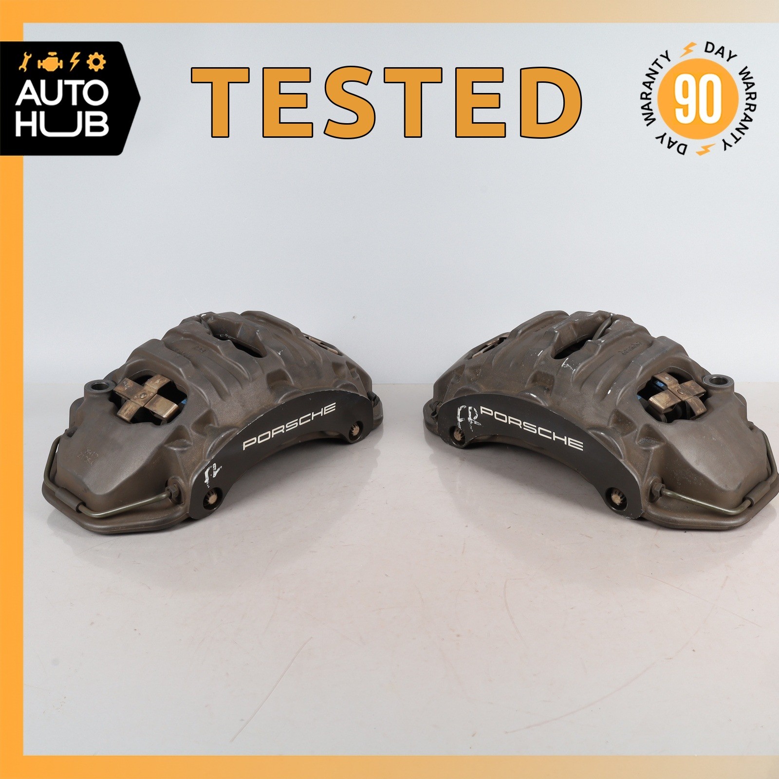 10-23 Porsche Cayenne Panamera Macan Front Brake Calipers Set 7PP615123 OEM 10-23 Porsche Cayenne Panamera Macan Front Brake Calipers Set 7PP615123 OEM