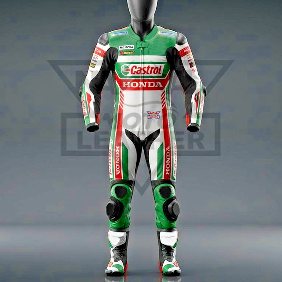 HONDA CASTROL ONE PIECE MOTORBIKE LEATHER RACING SUIT HONDA CASTROL ONE PIECE MOTORBIKE LEATHER RACING SUIT
