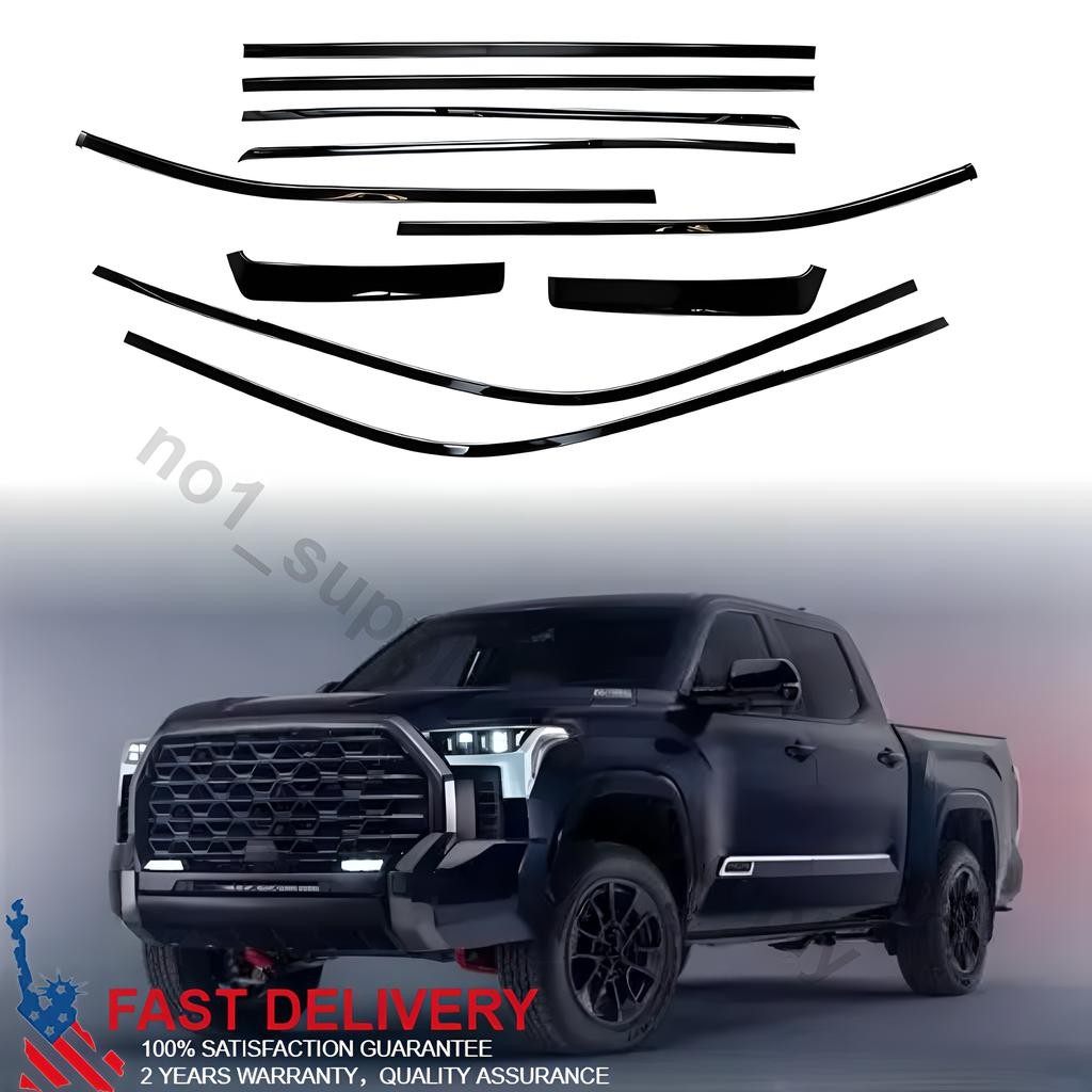 Stainless Steel Gloss black Window Trim FOR Toyota Tundra 2022-2026