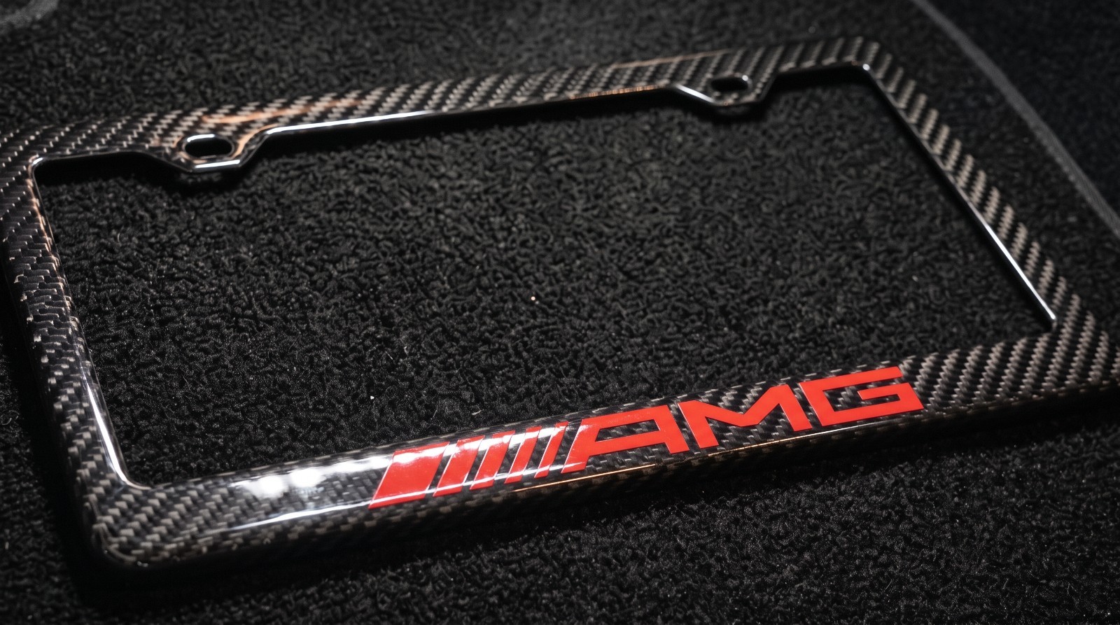 Red AMG Mercedes Benz License Plate Frame Real Carbon Fiber