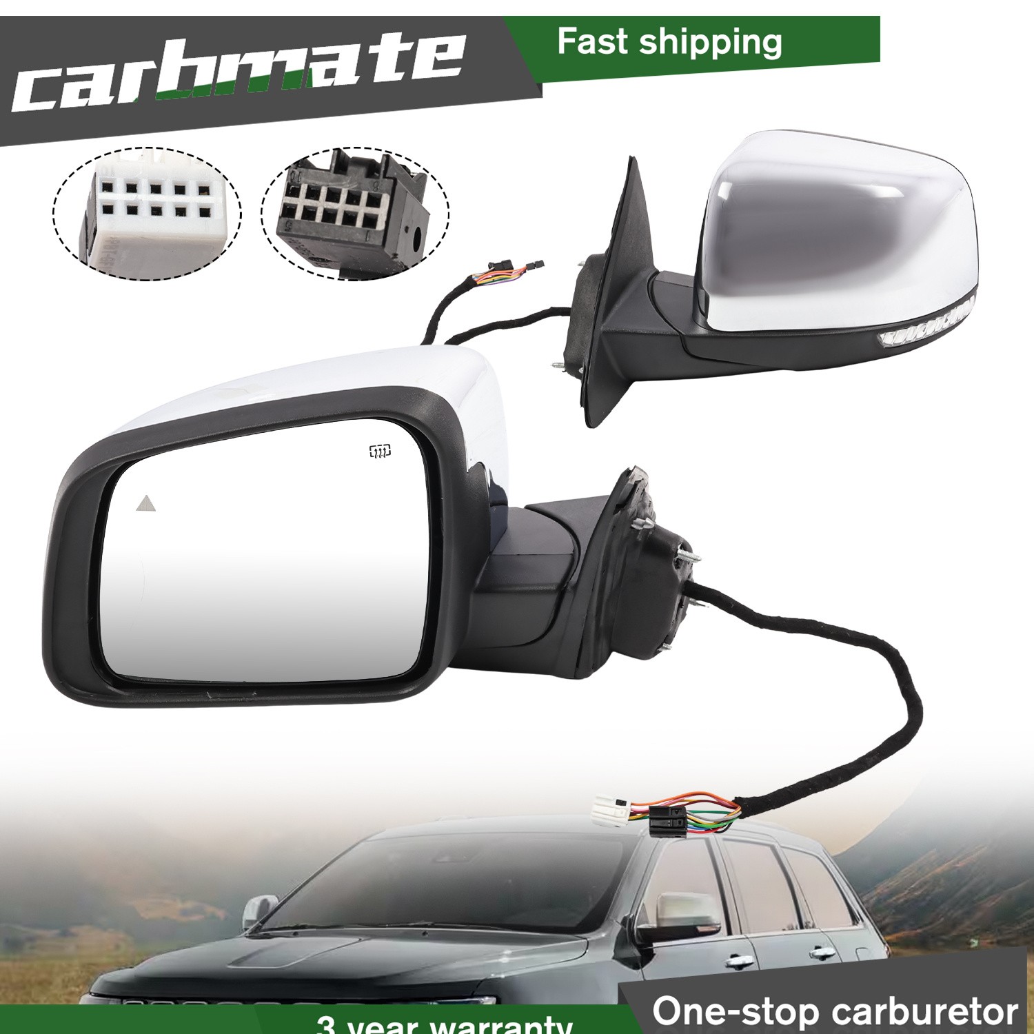 w/ Manual Folding Blind Spot For 2011-22 Jeep Grand Cherokee Driver Side Mirror w/ Manual Folding Blind Spot For 2011-22 Jeep Grand Cherokee Driver Side Mirror