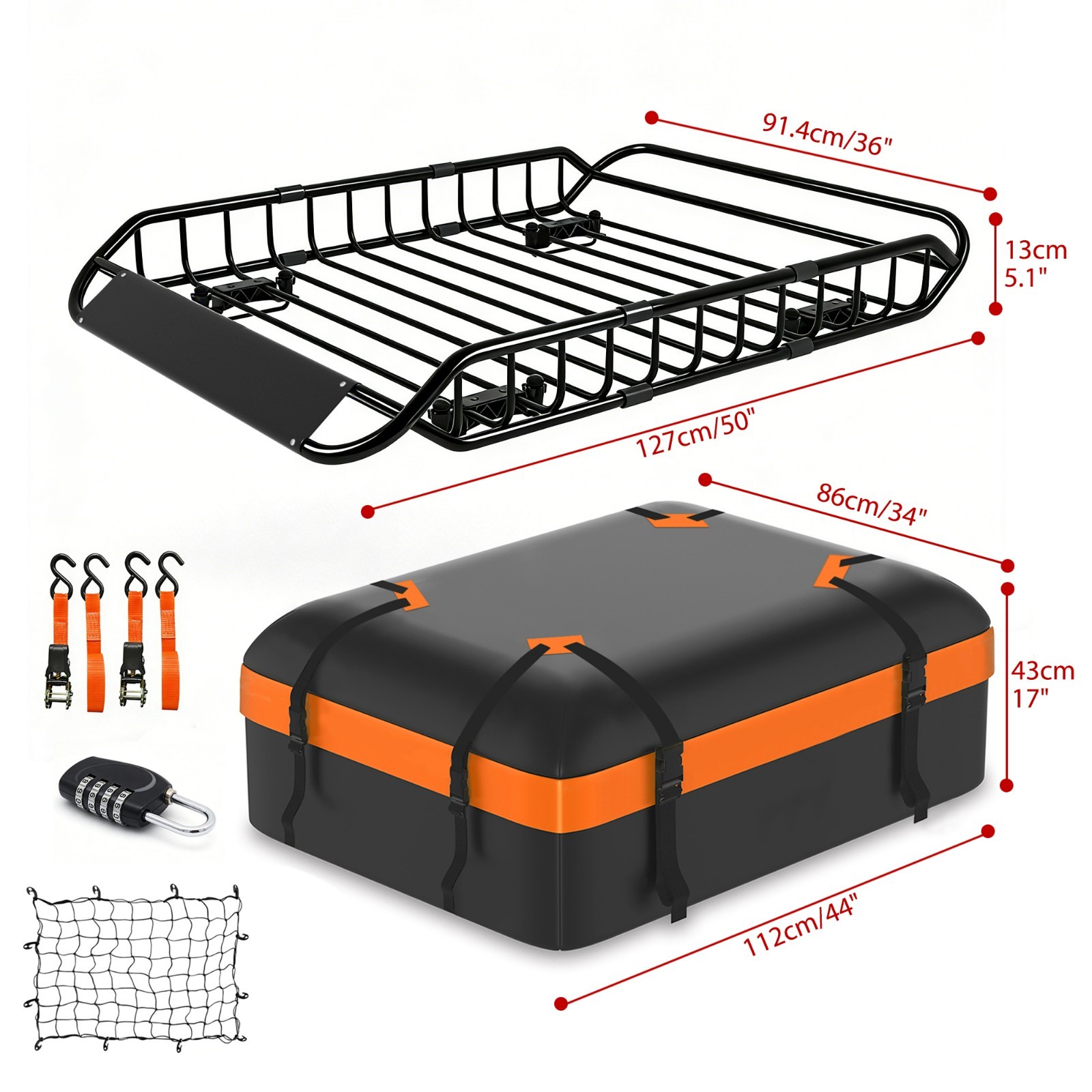 Universal Roof Rack Cargo Basket with Waterproof Cargo Bag for Truck Cars SUV Universal Roof Rack Cargo Basket with Waterproof Cargo Bag for Truck Cars SUV