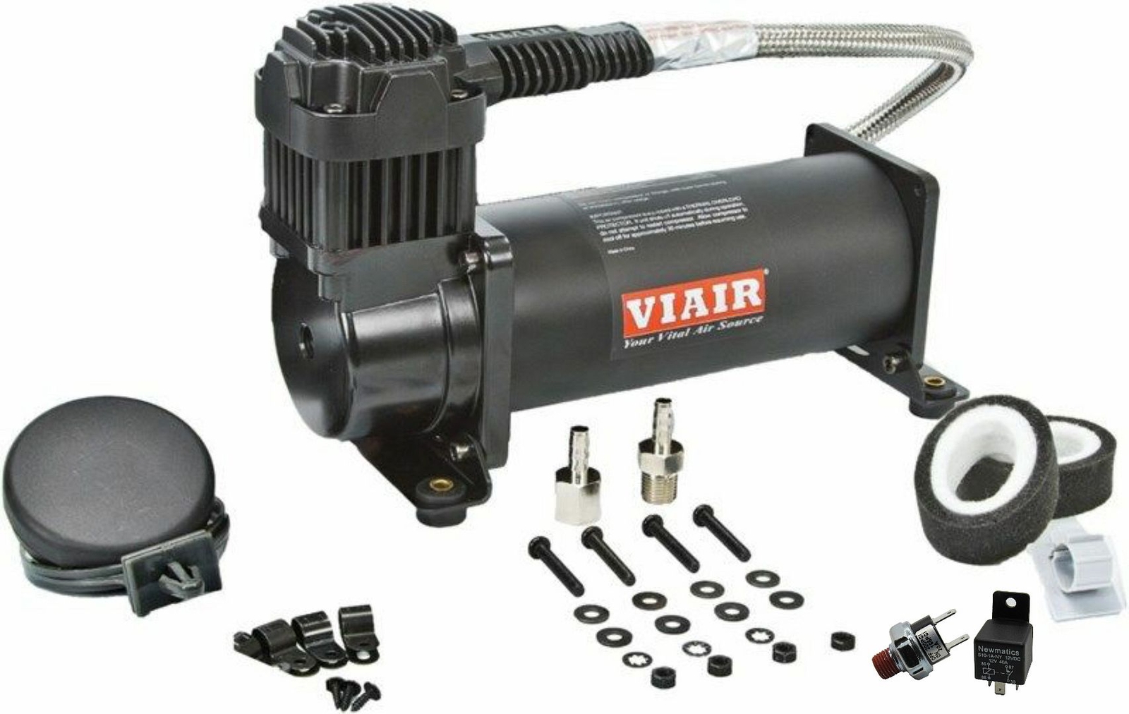 Viair 444C Black Air Compressor W/ FREE 200 PSI Pressure Switch & 40 AMP Relay