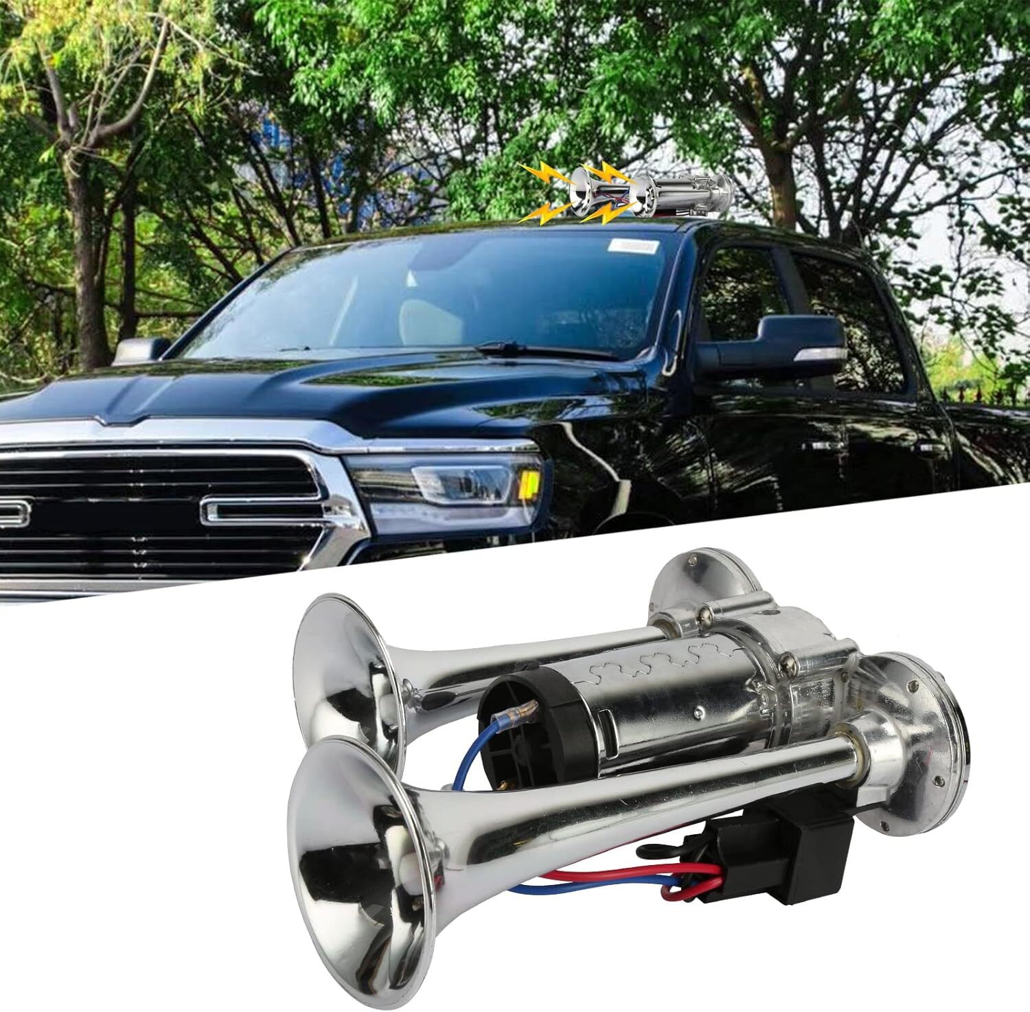 1000DB 12V Electric Trains Horns Air Train Horn Kit for Truck Car Super Loud 👉