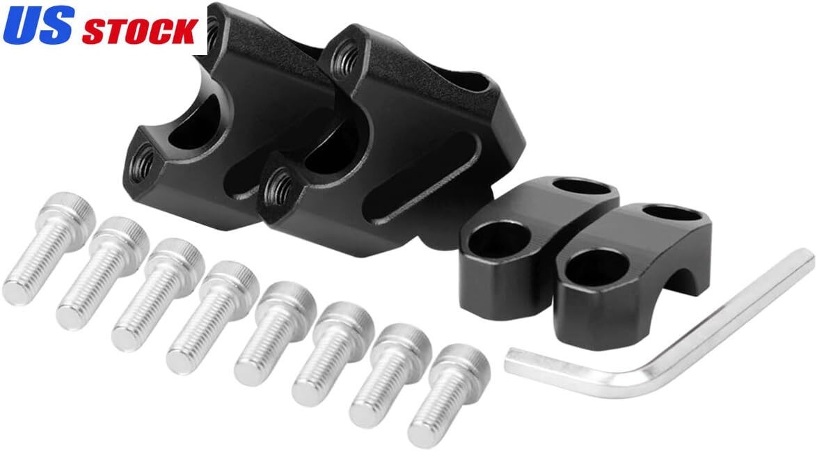 Universal 7/8in 22mm Handlebar Risers 38mm Rise 18mm Offset Clamp Black 2PCS