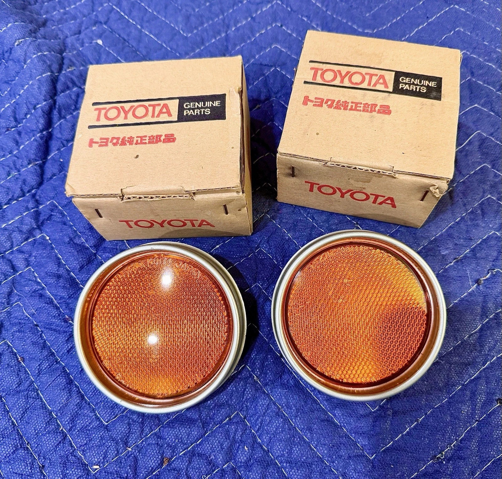 NOS OEM KOITO Amber Reflector SET FJ25 FJ40 FJ45 FJ45LV Toyota Land Cruiser TEq