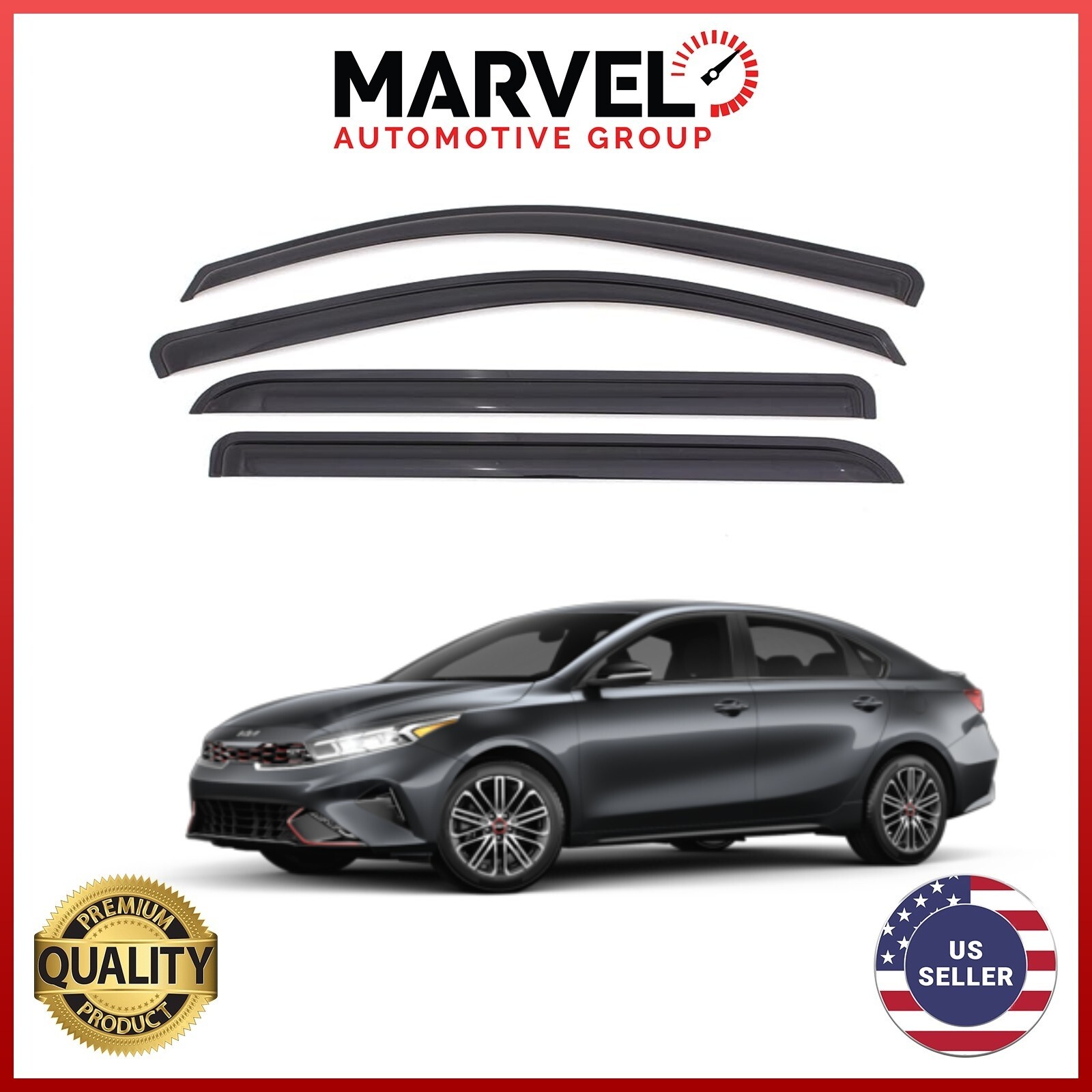 Out-Channel Window Sun Vent Visor Rain Guards Deflectors for Kia Forte 2019-2024