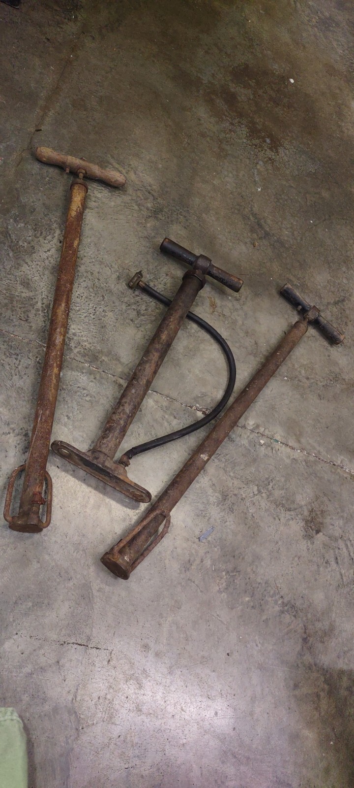 Lot of 3 Vintage Old Antique Ford? Air Tire Pump bicycle style model A? T? Lot of 3 Vintage Old Antique Ford? Air Tire Pump bicycle style model A? T?