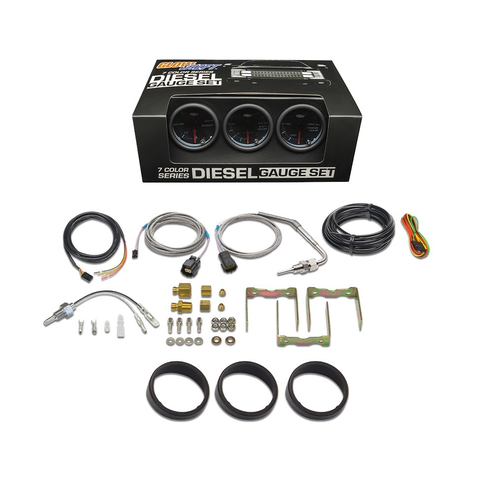 GlowShift Boost, 2400F Pyro EGT & Trans Temp Diesel Gauge Set, Tinted 7 Color