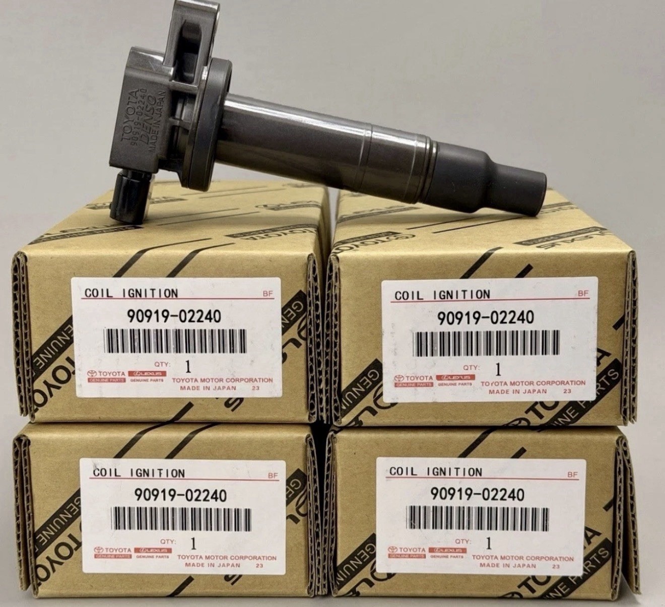 4 pack of Toyota on the plug coil, Denso 90919-02240 made in Japan.