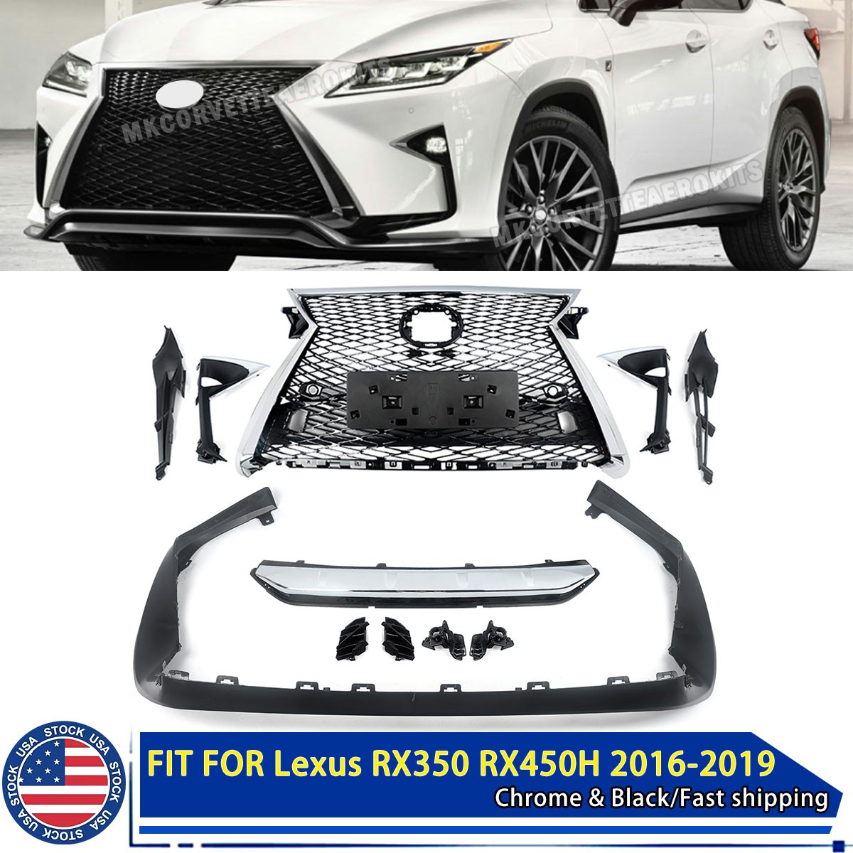 F Sport Style Front Grille TRD Trim Body Kit Fit 2016-2019 Lexus RX350/L RX450H F Sport Style Front Grille TRD Trim Body Kit Fit 2016-2019 Lexus RX350/L RX450H