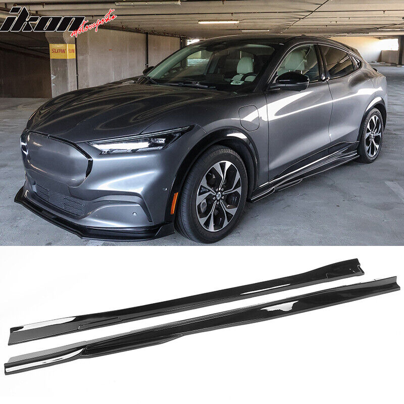 Fits 21-23 Ford Mustang Mach-E Gloss Black Side Skirts Extension Rocker Panel PP