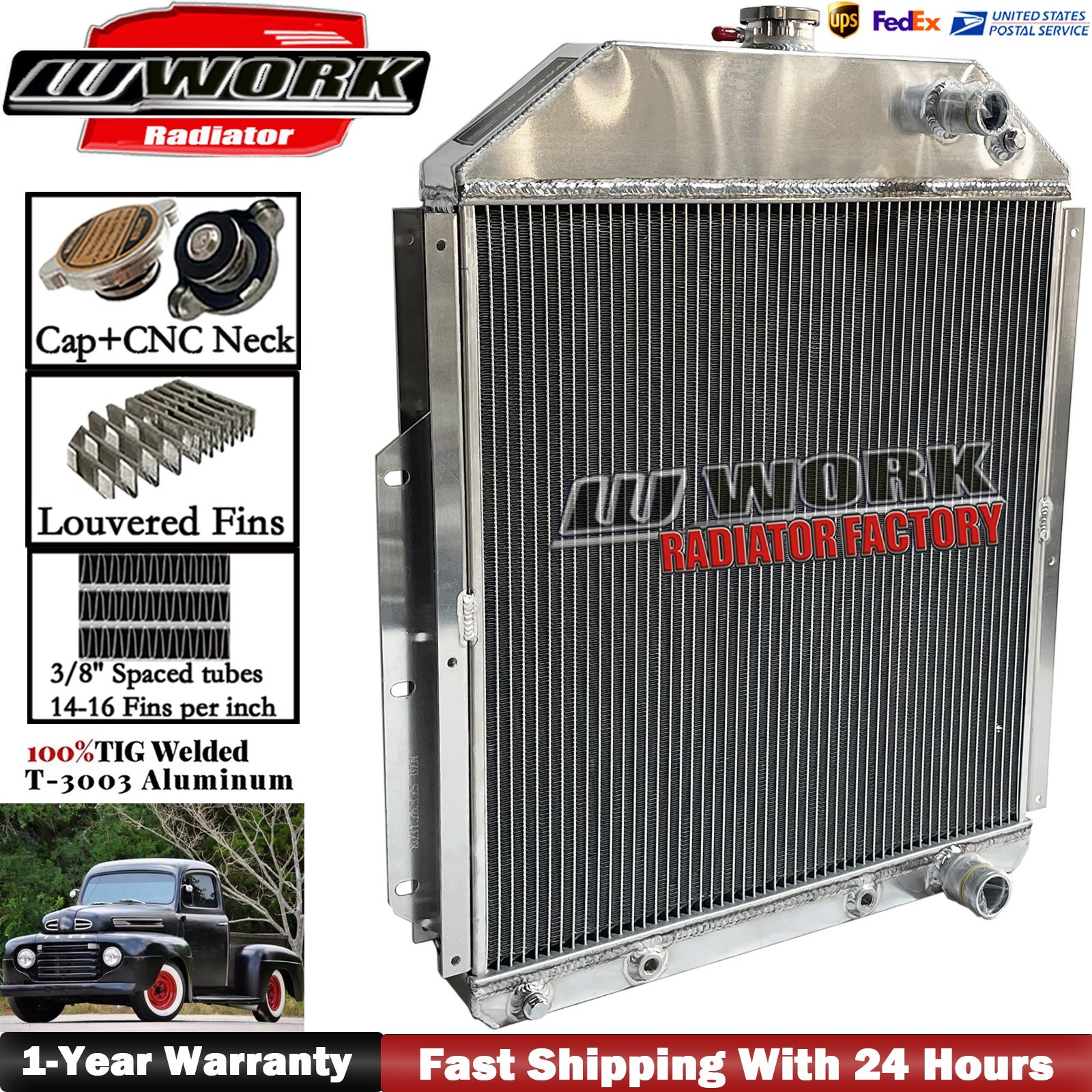 Full Aluminum Radaitor for 1948-1952 1949 1950 1951 1952 Ford F1 LS Swap New