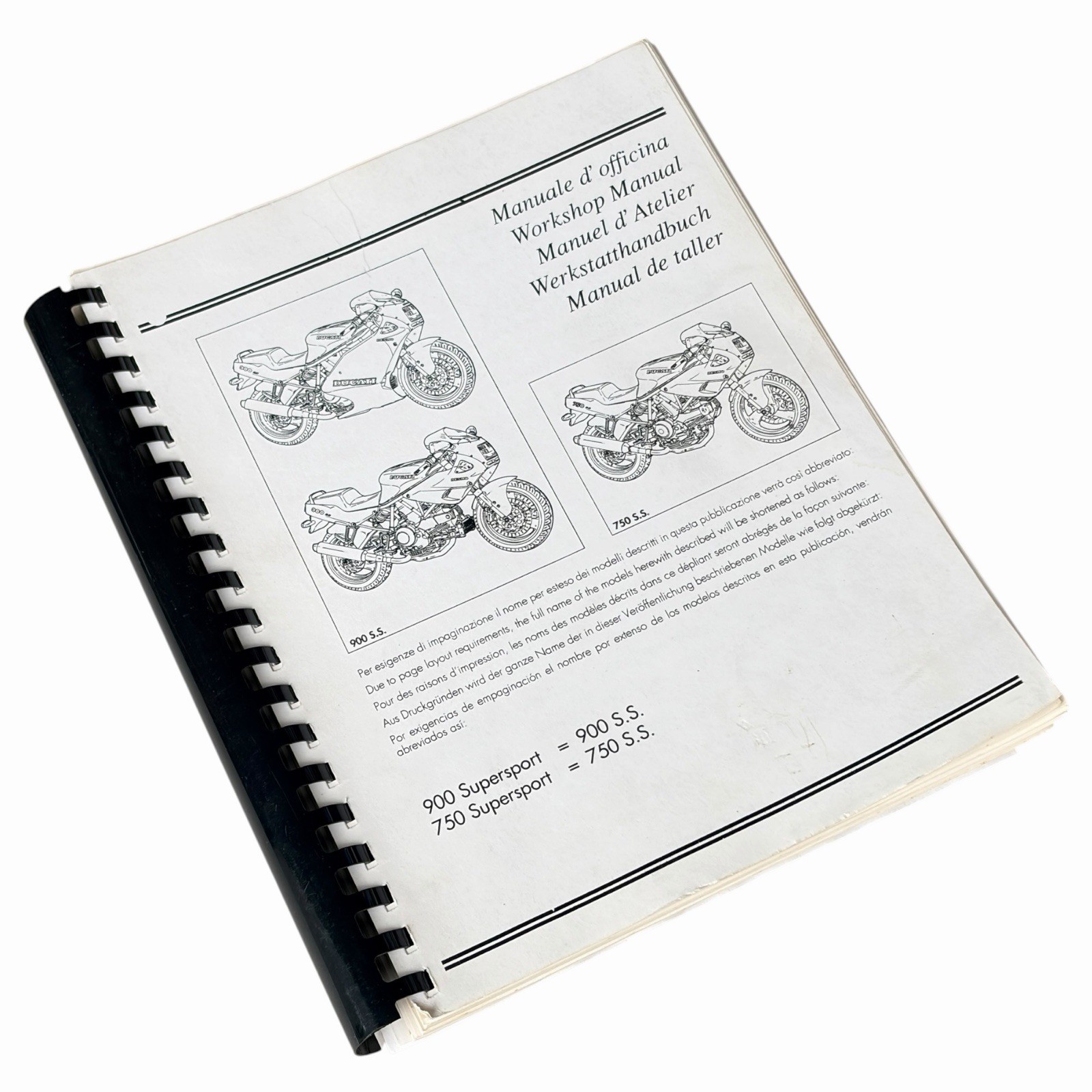 Ducati 900ss / 750ss Workshop Manual Copy - Supersport Shop Ring Bound