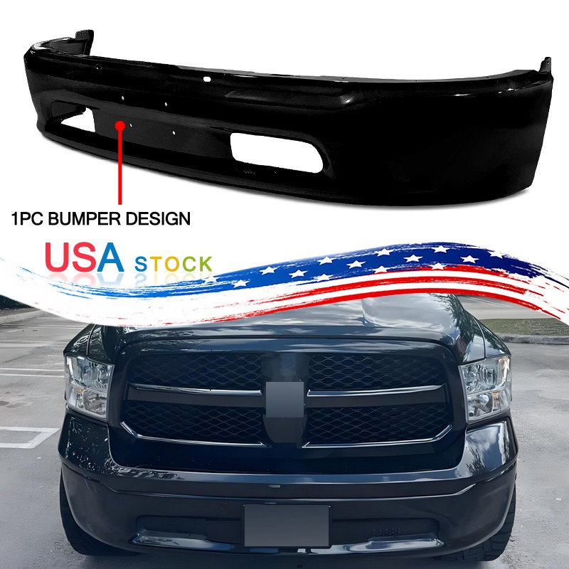 Brilliant Black Front Bumper W/O Fog Light Hole Replace Fits 2013-2018 Ram 1500