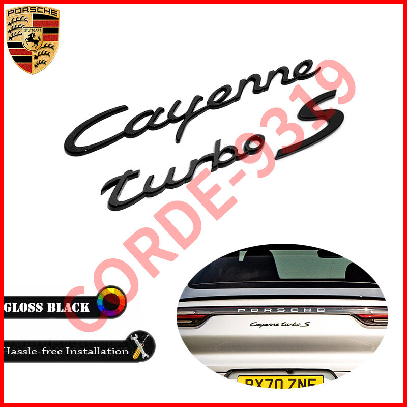 Gloss Black For Porsche Cayenne Turbo S Letters Rear Badge Emblem Deck Lid OEM