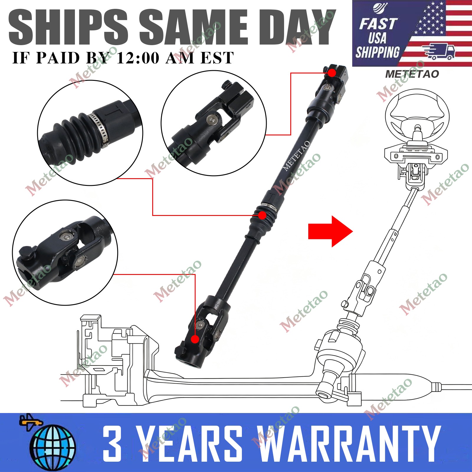 Power Column Steering Shaft for 1984-1994 Jeep Cherokee XJ 4713943