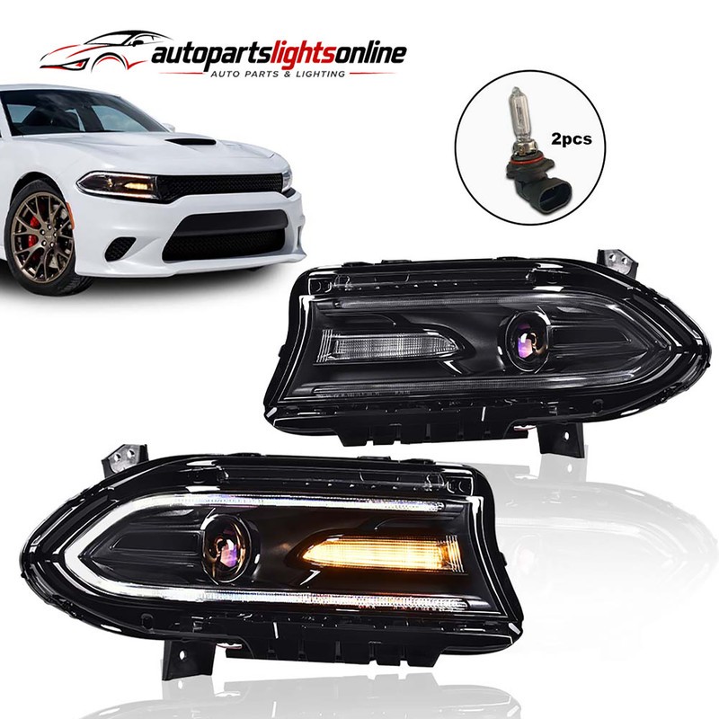 Halogen Headlights Lamps Right Left Side Pair For Dodge Charger 2015-2021 2020