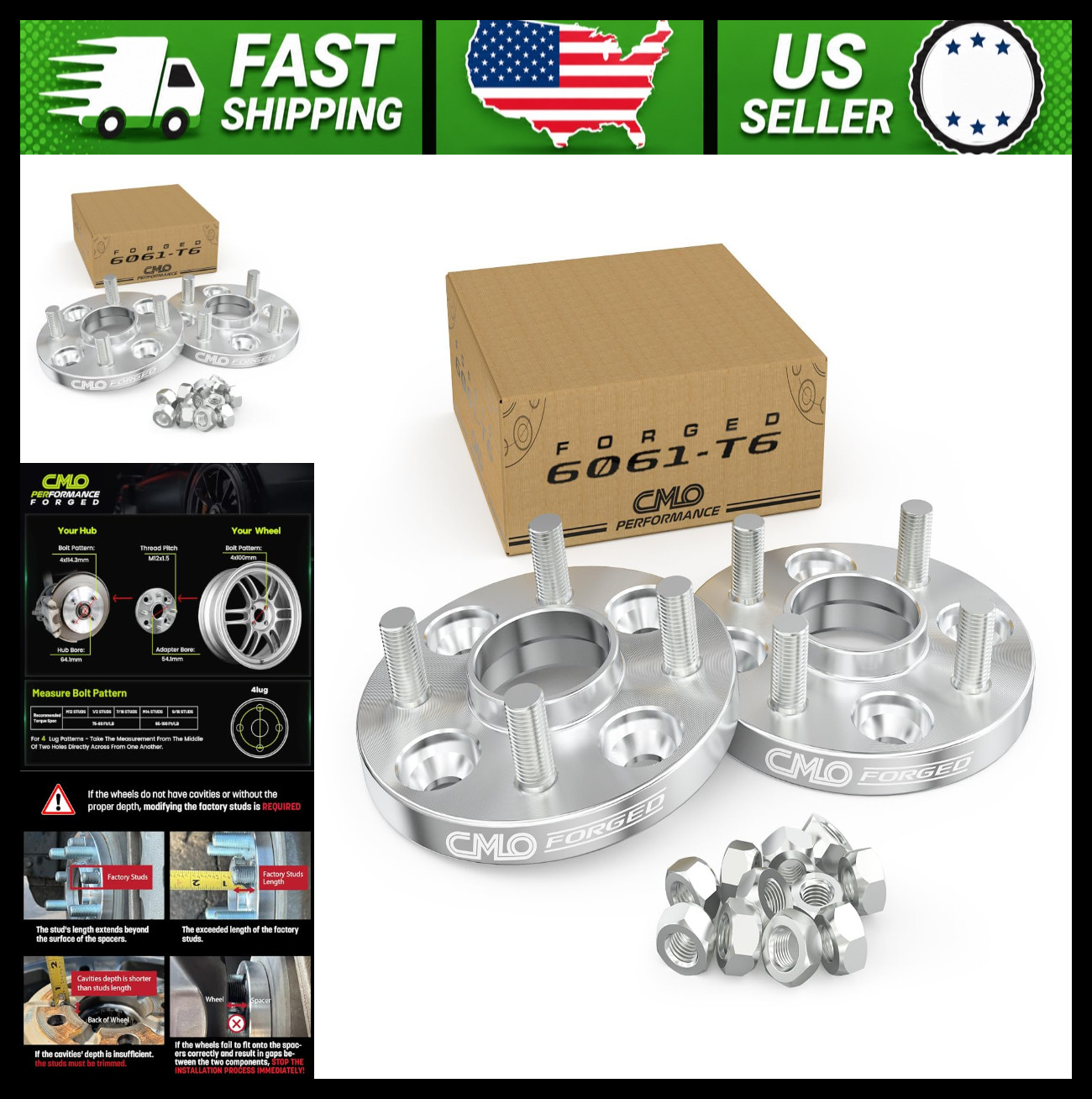 15mm 4x114.3 to 4x100 Wheel Adapters for Honda Accord Prelude Pair