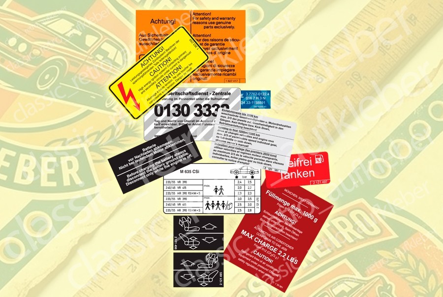 Restoration Sticker decals Set Compatible with BMW E24 M635CSI