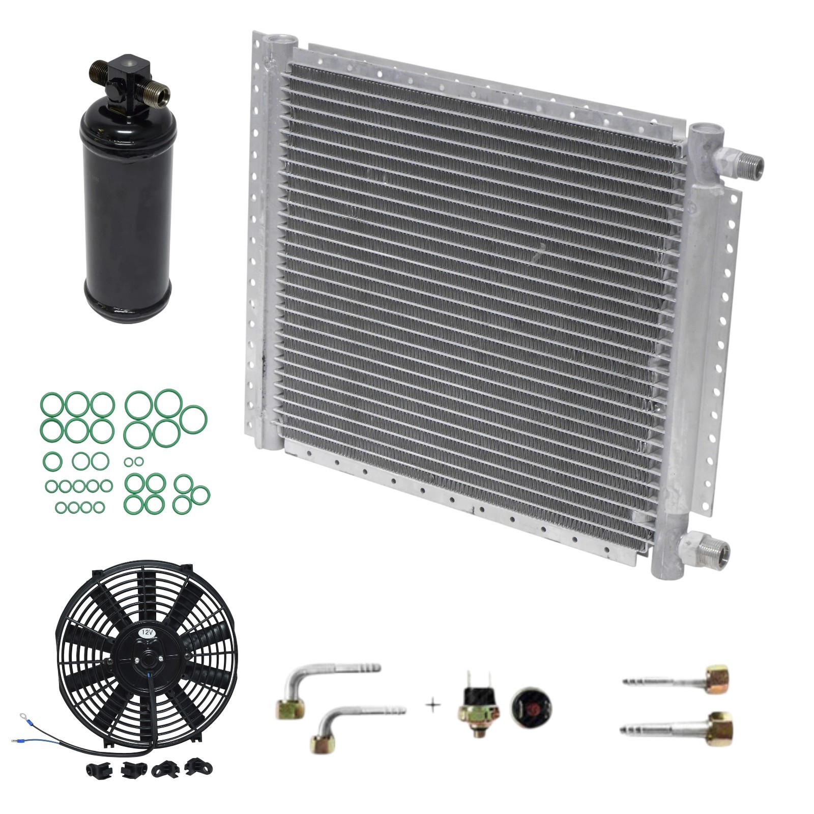 A/C Universal Condenser & Fan Kit Parallel Flow 11 x 21 O-ring #6 And #8