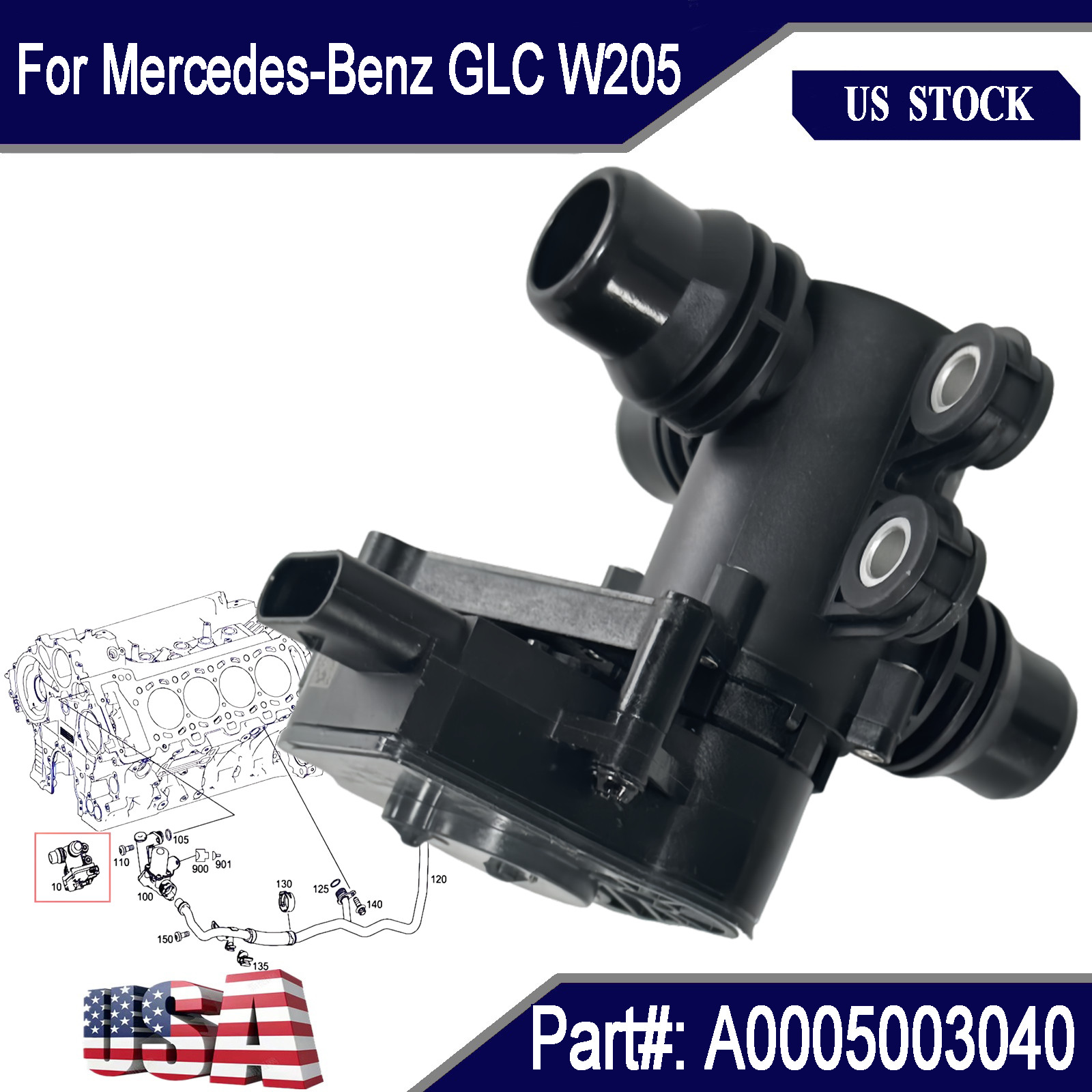 Fit For Mercedes-Benz GLC W205 A0005003040 New 1×Cooling Water Change Over Valve