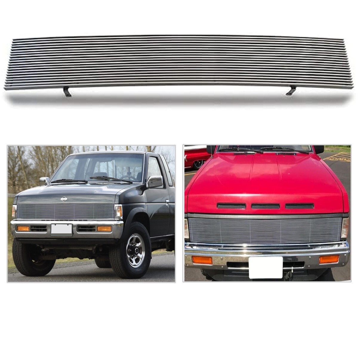 Front Upper Grill Fits 1986-1997 Nissan Pickup Phantom Billet Grille Chrome