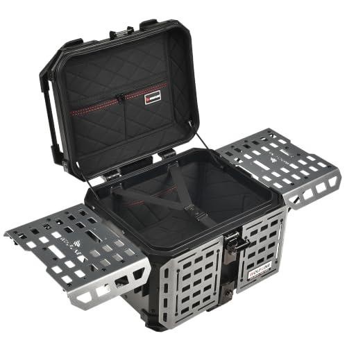 45L Motorcycle Top Case Universal Aluminum Tail Box Titanium Black